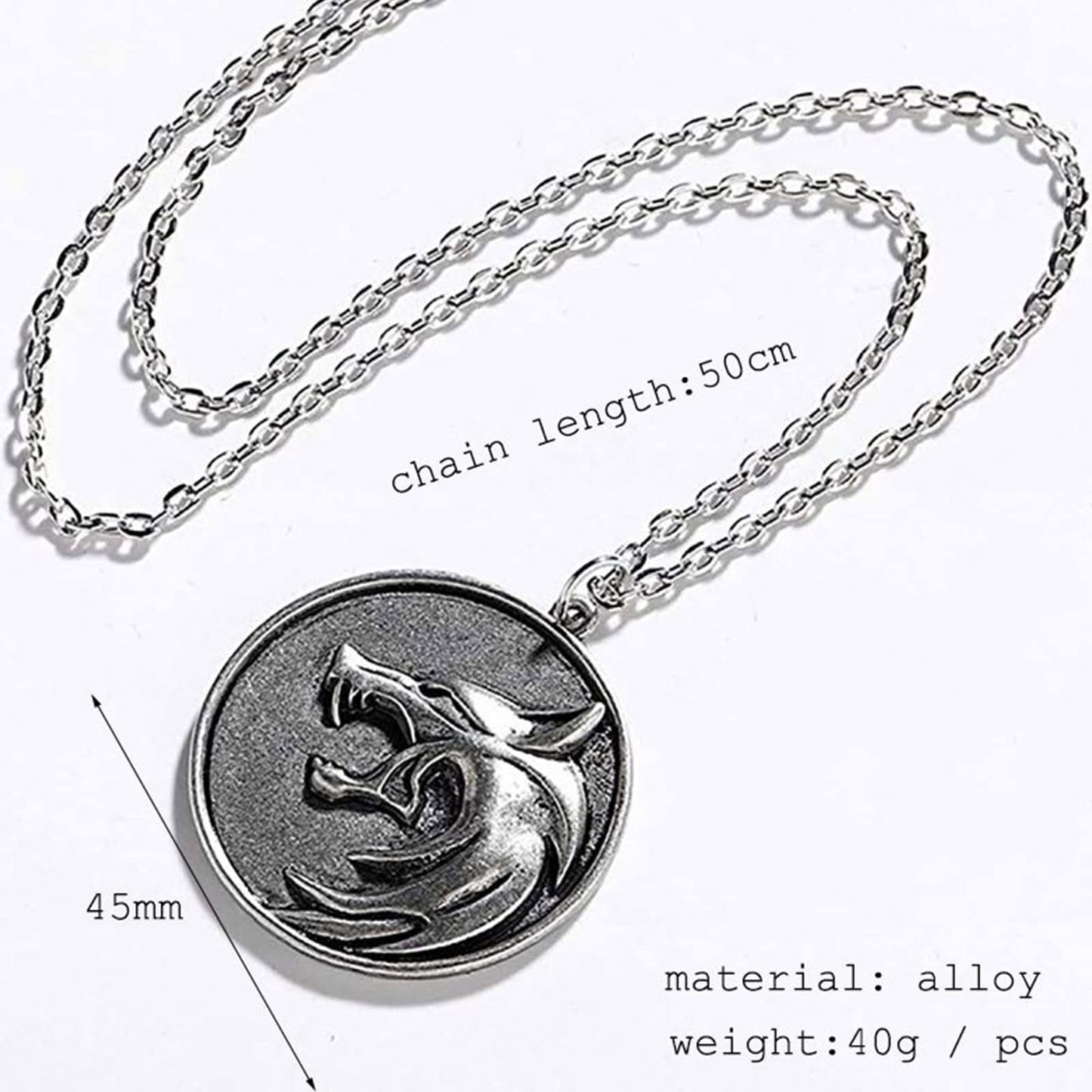 Wizard Medallion Necklace,Wild Hunt Geralt Necklace, Wolf Head Pendant Necklace, Wolf Necklace, Viking Jewelry for Men Boys Women Jewelry Cosplay Costume Accessories