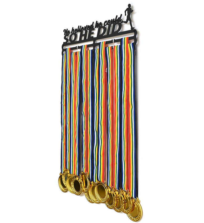 Medal Hanger Display Awards Ribbon. Sturdy Medal Holder Wall Mount Frame Rack Hanging Cheer, Running, Gymnastics, Soccer, Softball Race Medals, Sports Marathon Gifts for Boys and Men, Easy to Install