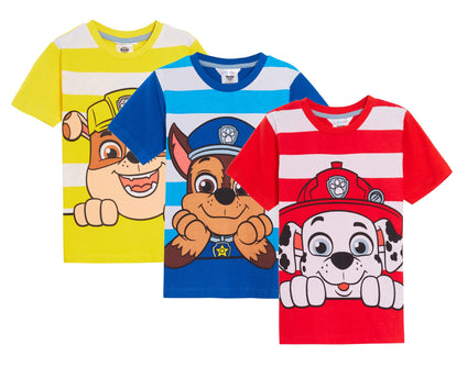 Boys 3 Pack Paw Patrol T-Shirts Chase Marshall Rubble Dress Up Top Short Tees 1-2Y