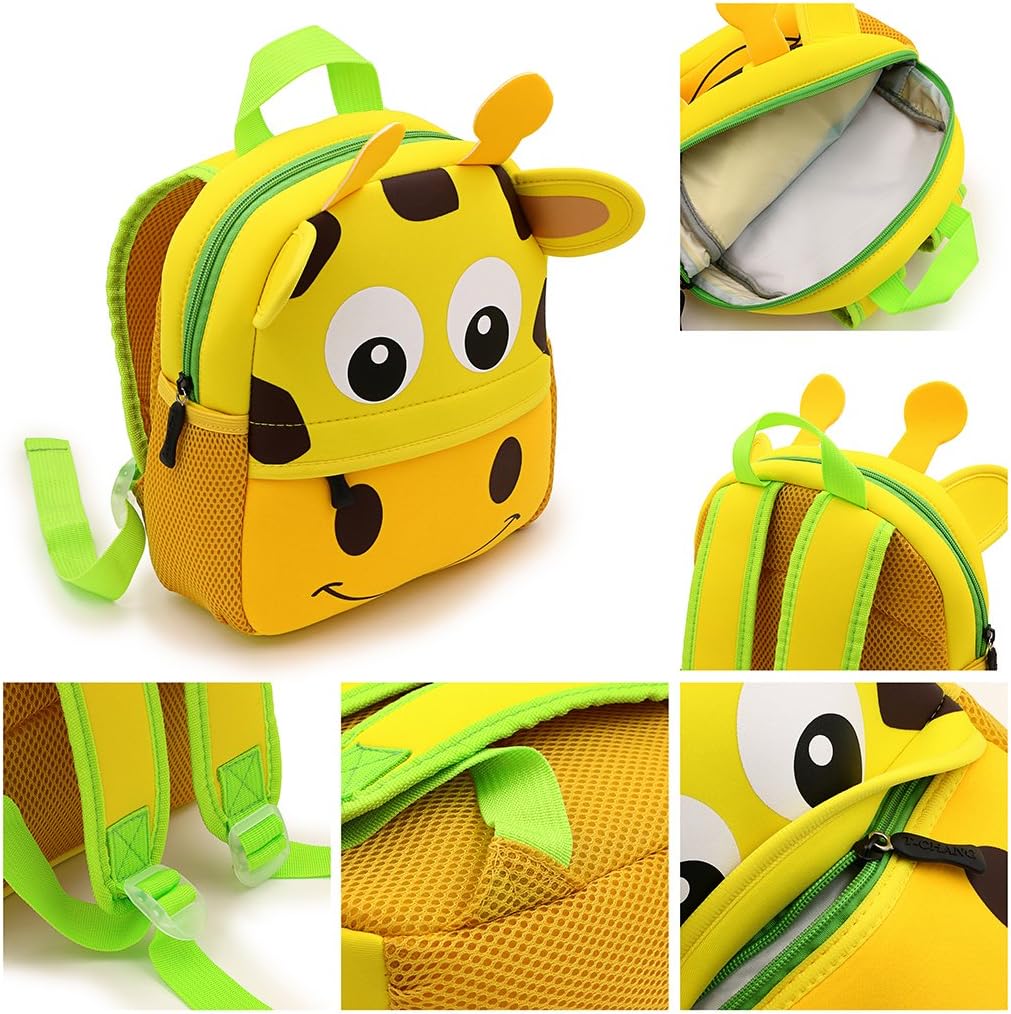 Hipiwe Toddler Backpack for Little Kids Water Resistance Kindergarten Preschool Bags Neoprene Children Schoolbag Cute Animal Cartoon Backpacks for Baby Boys Girls