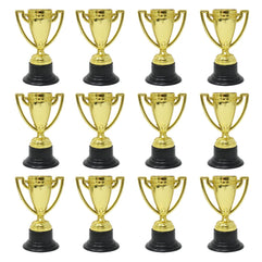HONBAY 12PCS Plastic Gold Mini Trophies Sports Award Trophy Cups for Home School Competition or Sports Party Favor Prop