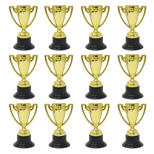 HONBAY 12PCS Plastic Gold Mini Trophies Sports Award Trophy Cups for Home School Competition or Sports Party Favor Prop