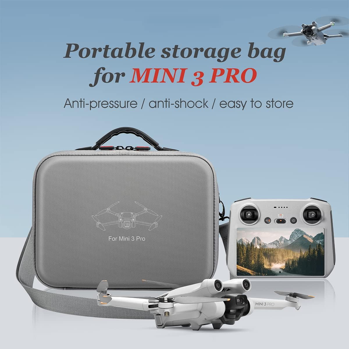 Supfoto Carrying Case for DJI Mini 3/Mini 3 Pro Storage Bag Hard Shell Travel Case Compatible with DJI Mini 3/Mini 3 Pro Drone and Accessories with Shoulder Strap