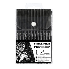 Riancy 12 Black Ink Color Journal Planner Pens,Fineliner Fine Point Pens,Sipa Pens,Porous Fineliner Planner Pens for taking notes and drawing,Art Supplies Bullet Journal Pens for Office and School