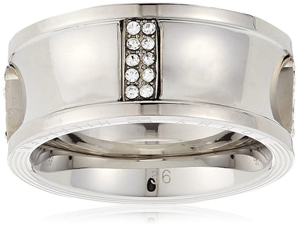 Tommy Hilfiger Women's Engraved Crystal Set Band Ring, Silver