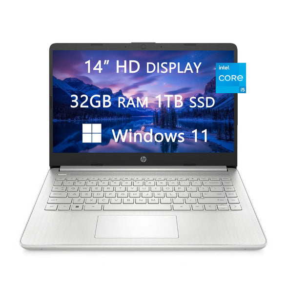 HP 2023 Newest Laptops for College Student & Business, 14" HD Computer, Intel Core i5-1135G7, 32GB RAM, 1TB SSD, Fast Charge, HDMI, Webcam, Bluetooth, Light-Weight, Windows 11, Free HDMI Cable