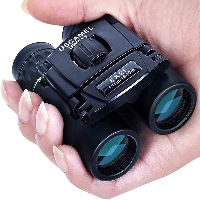 (Black) - USCAMEL 20x22 Compact Zoom Binoculars Folding HD Powerful Mini Telescope Black