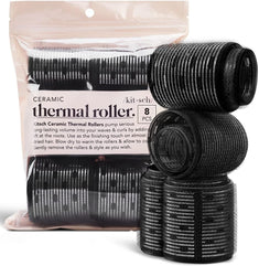 Kitsch Ceramic Thermal Hair Rollers for Long Hair - Velcro Rollers for Hair | Roller Hair Curlers for Long Hair | Hair Roller for Short Hair | Hair Rollers for Medium Hair, 8pcs