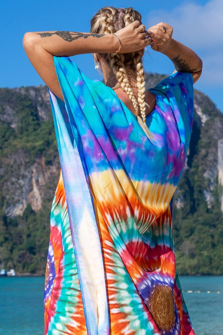 YouKD Summer Long Kaftan Bohemian Loungewear Beach Swimsuit Cover Up Maxi Dress for Women