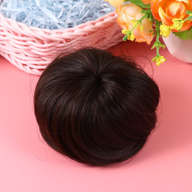 OSALADI Hair Extensions, Synthetic Hair Bun Wig Hair Chignon Wig Hair Plate Tool Hairpiece Wig Dark Brown