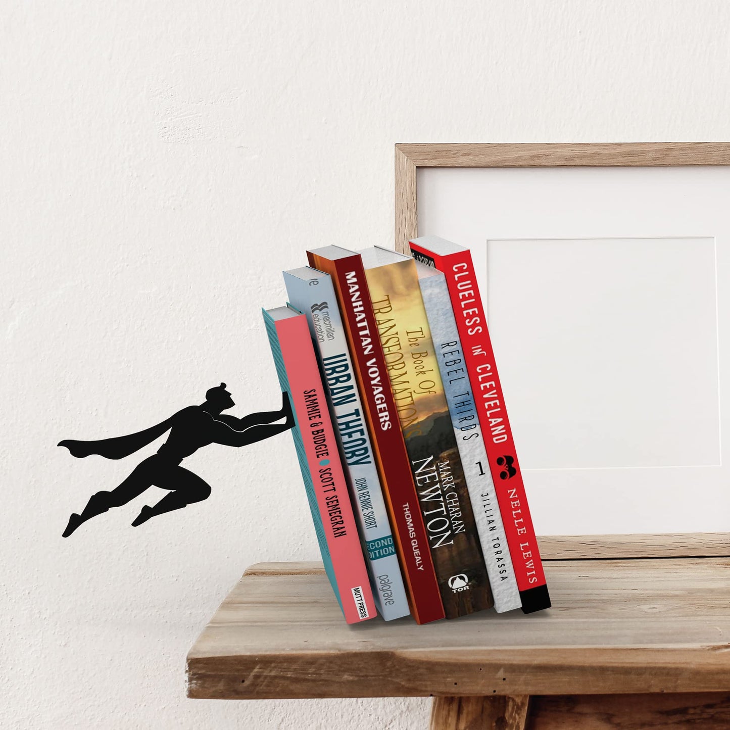 Artori Design Book & Hero | Black Metal Superhero Book Ends | Unique Bookends | Gifts for Geeks | Gifts for Book Lovers | Cool Book Stopper Gift for Dad