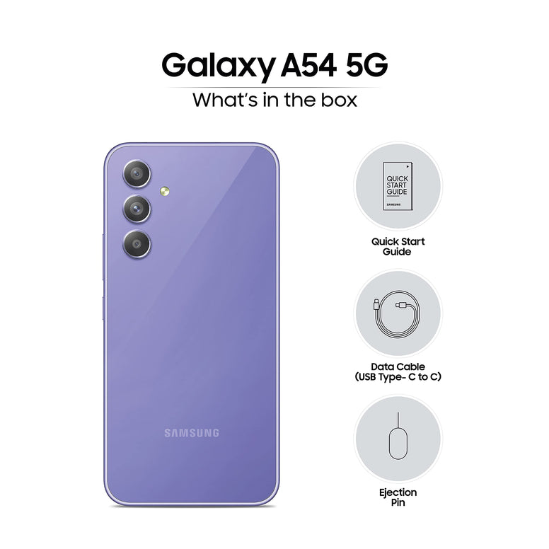 SAMSUNG Galaxy A54 5G (Awesome Violet, 8GB, 256GB Storage) | 50 MP No Shake Cam (OIS) | IP67 | Gorilla Glass 5 | Voice Focus | Without Charger, purple