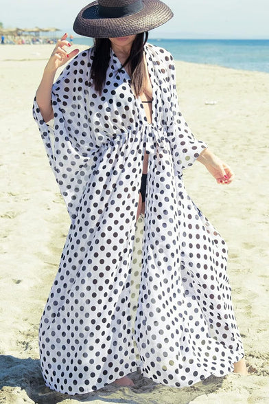 YouKD Summer Long Kaftan Dress Bohemian Roomy Beach Robe Cover Up Plus Size Dress for Women