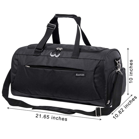 Kuston Sports Gym Bag with Shoes Compartment &Wet Pocket Gym Duffel Bag Overnight Bag for Men and Women