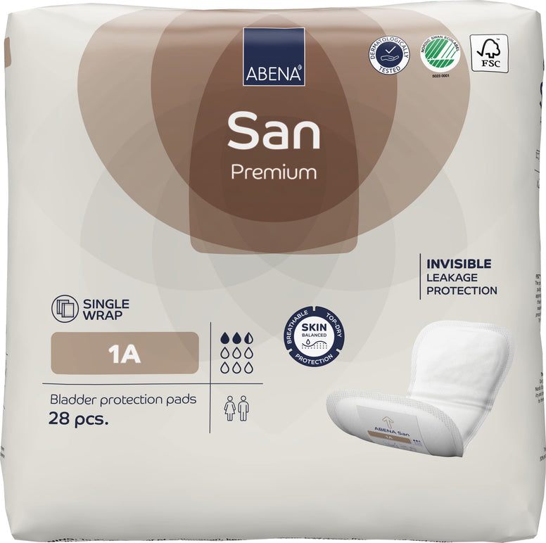 Abena San 1A Premium Incontinence Pads Women and Men. Suitable to be Used as Sanitary Pads, Incontinence Pads Men, Postpartum Pads, Panty Liners, Pads for Women | 200ml Absorbency | 28 Pack |