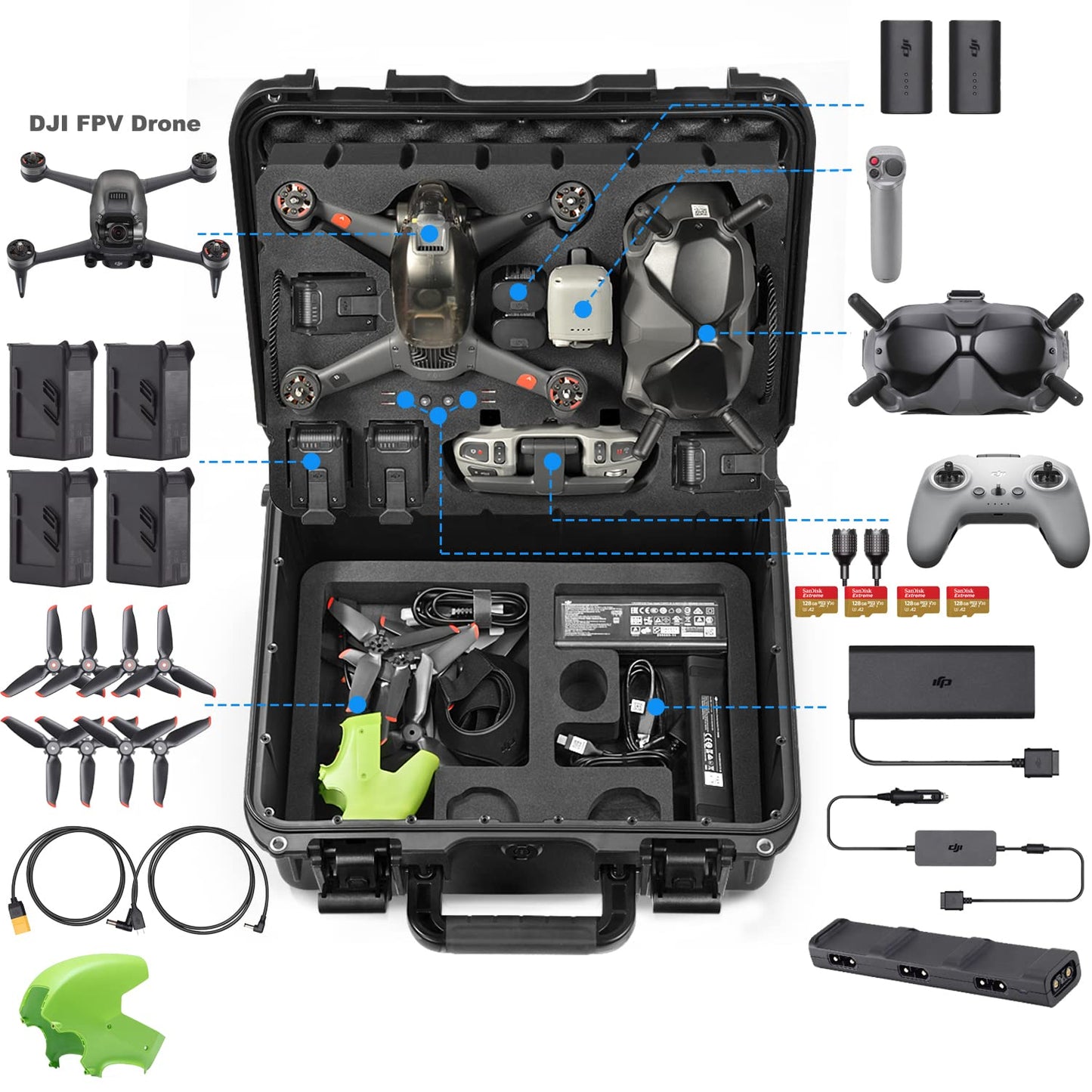 Lekufee Waterproof Hard Case Compatible with DJI FPV Combo and More DJI FPV Drone Accessories(Not for DJI AVATA)(Case Only)