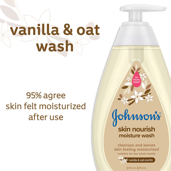 Johnson's Skin Nourishing Moisture Baby Body Wash with Vanilla & Oat Scents, Hypoallergenic & Tear Free Baby Bath Wash, Paraben-, Dye-, Sulfate & Phthalate-Free, 20.3 fl. oz