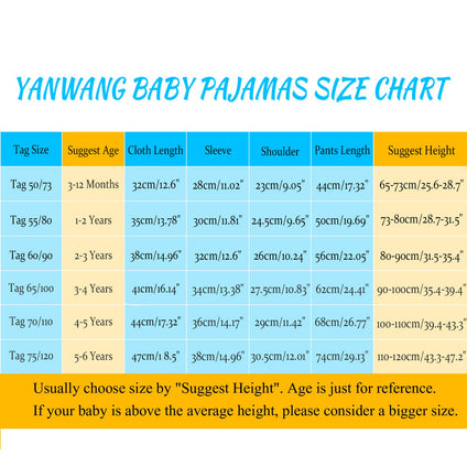 YANWANG 100% Organic Cotton Baby Boys Girls Pajamas Set Long Sleeve Sleepwear 3-12M