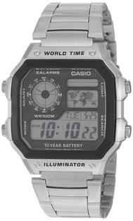 Casio Men's Digital Dial Stainless Steel Band Watch, AE1200WHD-1AVDF