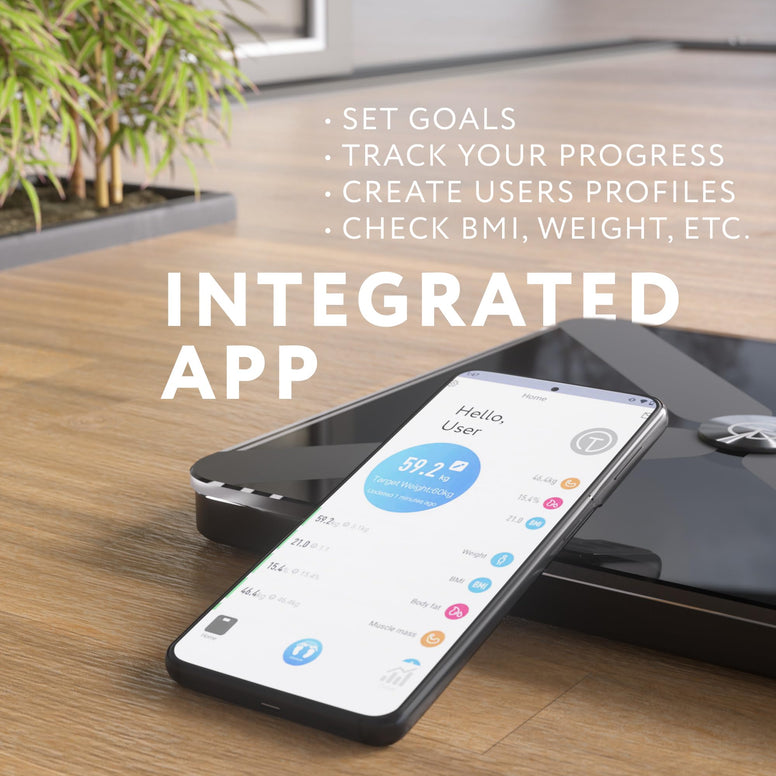 T Electronics Smart Scale for Body Weight with APP - Weight loss control - 14 Health Indicators