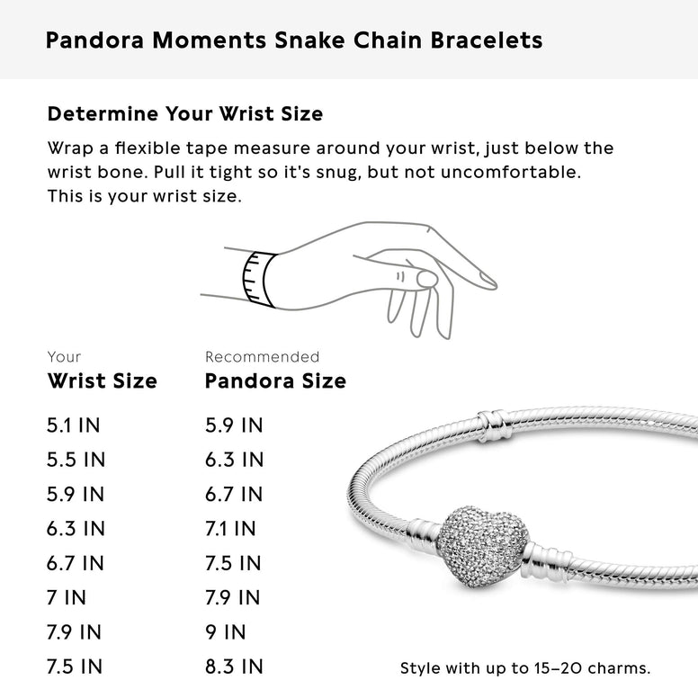 Pandora Women's Moments Silver Bracelet with Pave Heart Clasp