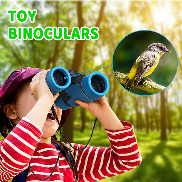 Kids Binoculars Shock Proof Toy Binoculars Set for Age 3-12 Years Old Boys Girls Bird Watching Educational Learning Hunting Hiking Birthday Presents (blue)