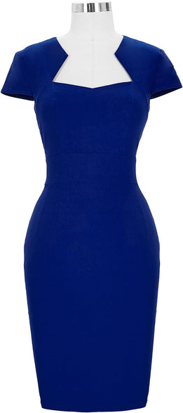 Vintage Cocktail Dresses for Women Royal Blue Pencil Dress for Work L