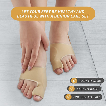 Bunion Corrector, Orthopedic Bunion Splint, Big Toe Separator Pain Relief, Non-Surgical Hallux Valgus Correction, Big Toe Straightener Pain Relief for Women & Men, Day Night Support (Beige), 1Pair