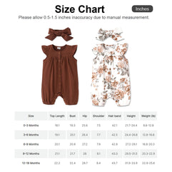 PATPAT Baby Girl Rompers Sleeveless Strap Bowknot Jumpsuit Ruffle Sleeve Floral Print Clothes with Headband
