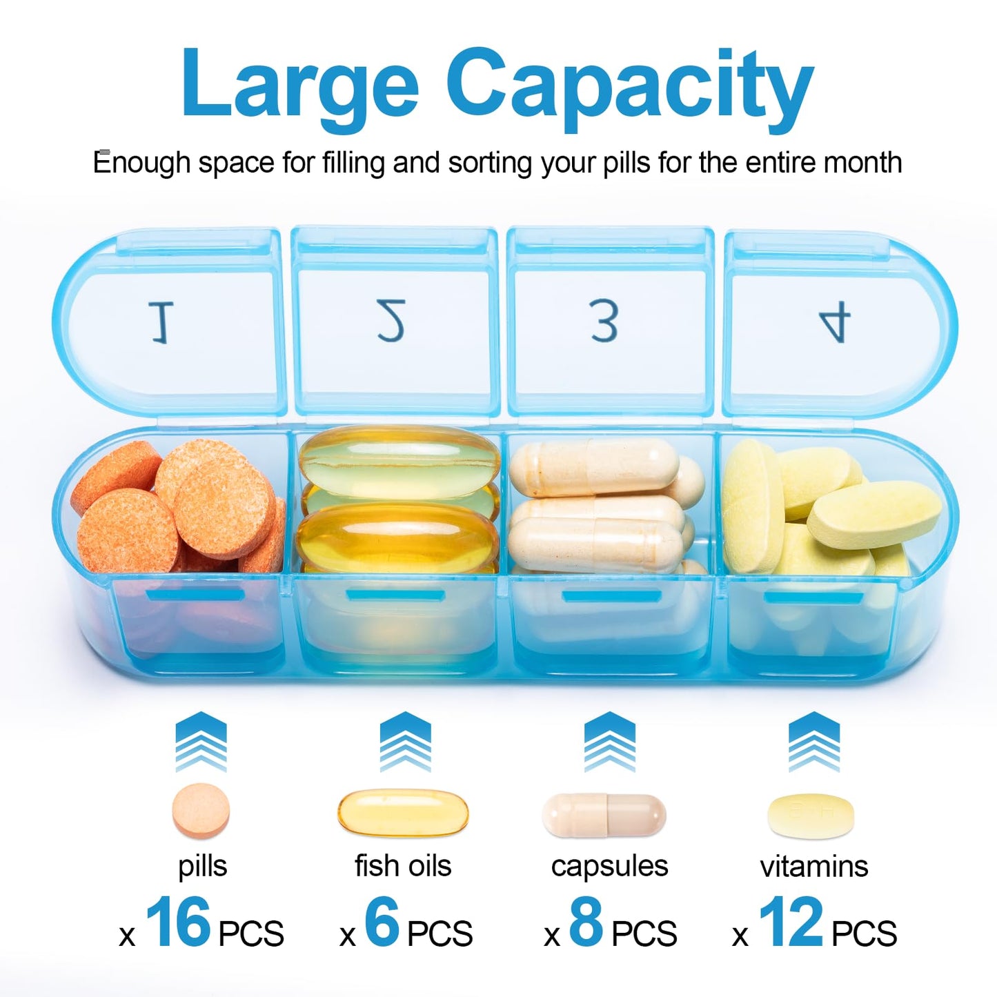 Daviky Monthly Pill Organizer 1 Time a Day