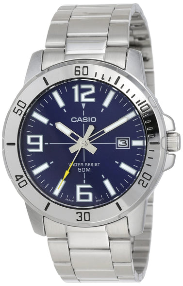 Casio Watch For Men Blue Dial Stainless Steel Band - MTP-VD01D-2BVUDF