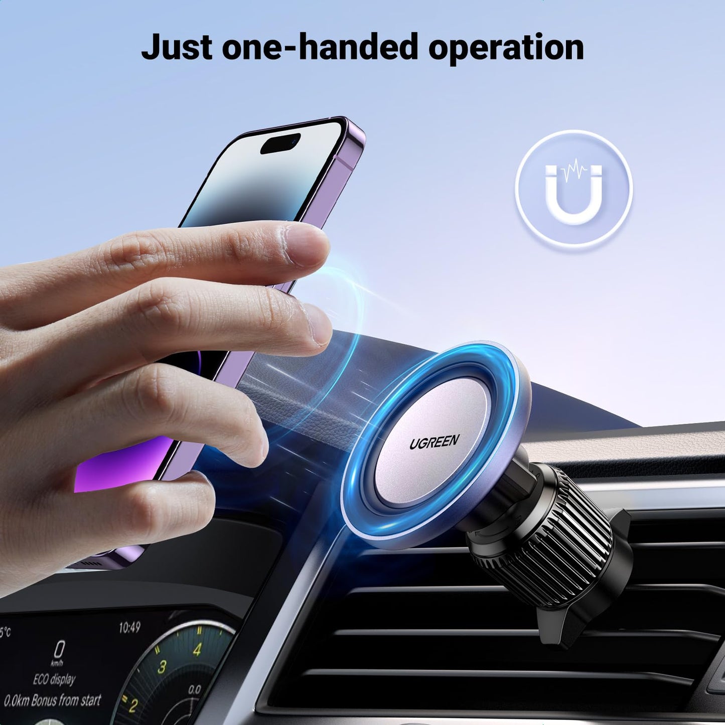 UGREEN Magsafe Car Mount Magnetic Car Phone Holder for Air Vent Phone Holder for Car Magnetic Car Phone Mount Magsafe Mobile Holder for Car Directly for iPhone 12/13/14/15 Series, Fit for All Phones