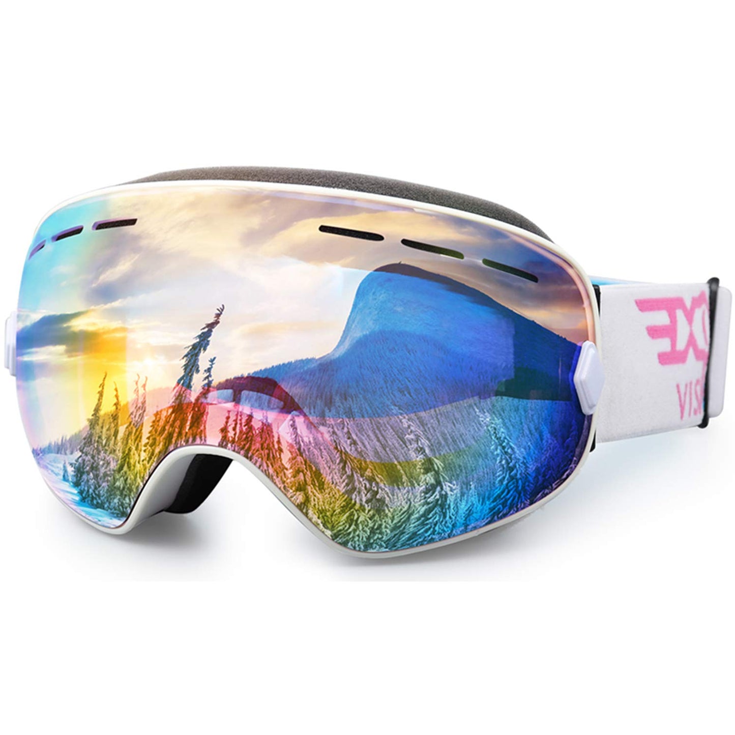 EXP VISION Snowboard Ski Goggles Men Women Youth, Anti Fog OTG Winter Snow Goggles Spherical Detachable Lens