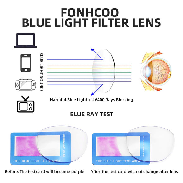 FONHCOO Blue Light Blocking Glasses Fashion Round TR90 Frame Transparent Eyewear Anti UV Computer Glasses for Women Men