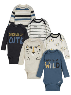 Onesies Brand Baby Boys 6-Pack Long Sleeve Bodysuits Baby and Toddler T-Shirt Set 0-3M