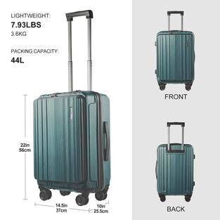 Carry on Luggage 21 Inch with Front Pocket for 15.6