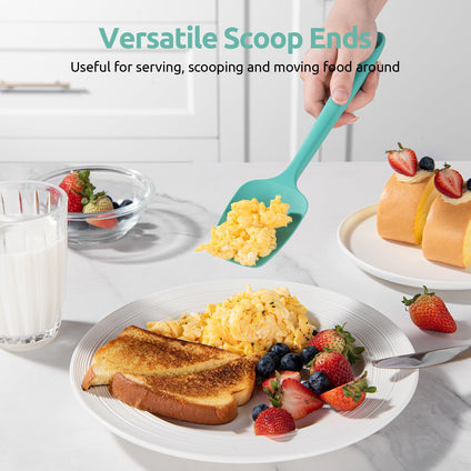 U-Taste Silicone Spoon Spatula Set, 315℃ High Heat Resistant BPA-Free Flexible Rubber Scraper, Cooking Mixing Baking Kitchen Utensils Set of 3 (Aqua Sky)