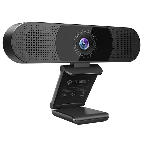 3 in 1 Webcam - 1080P Webcam with Microphone and Speakers, Noise Reduction, Auto Low Light Correction W/Cover, EMEET C980 Pro USB Camera Webcam 90° for Video Conferencing Streaming/Gaming/Class