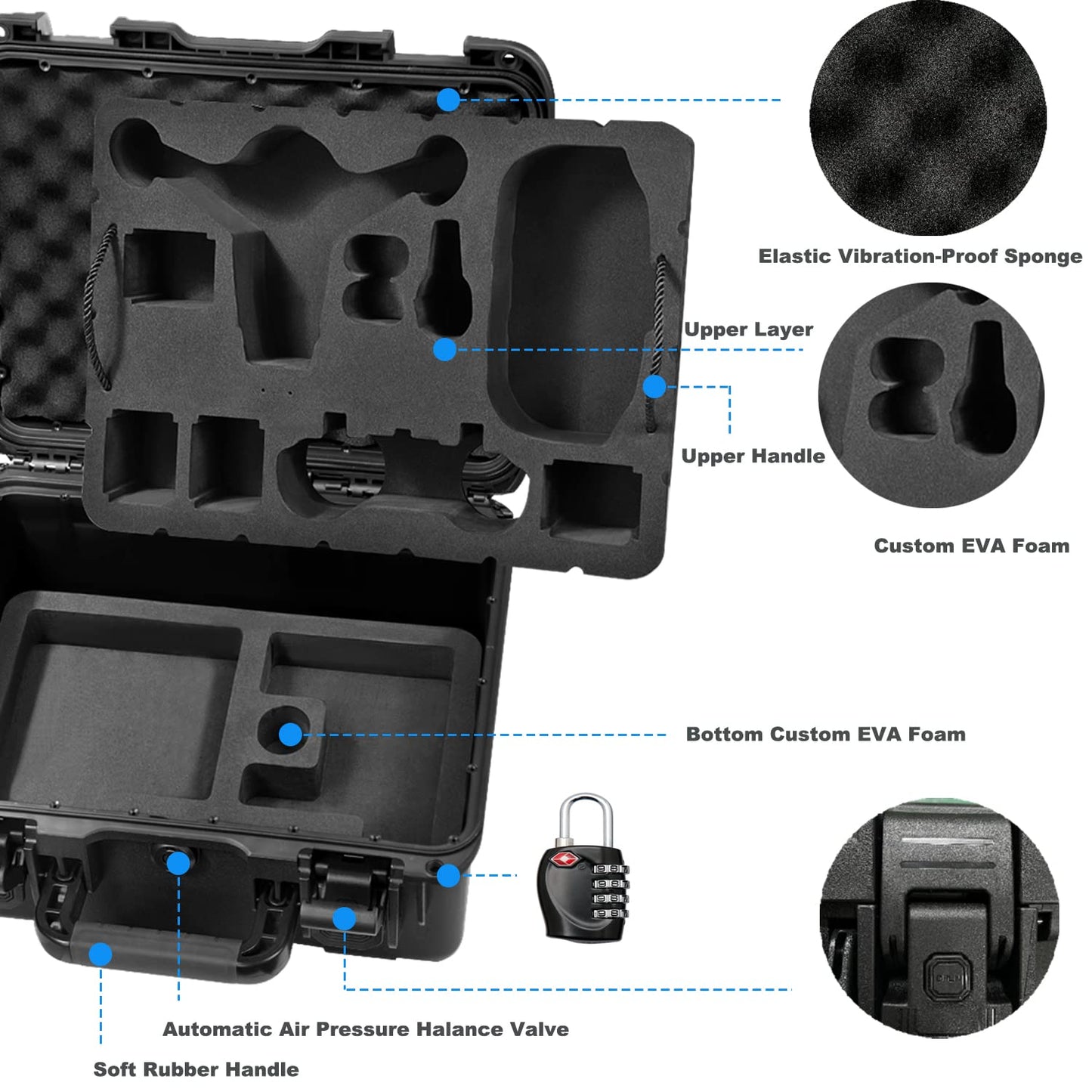 Lekufee Waterproof Hard Case Compatible with DJI FPV Combo and More DJI FPV Drone Accessories(Not for DJI AVATA)(Case Only)