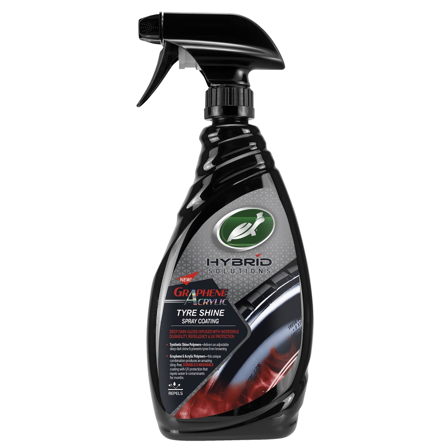 Turtle Wax 53733 Hybrid Solutions Graphene Acrylic Tire Shine Spray Coating, 23oz, Black