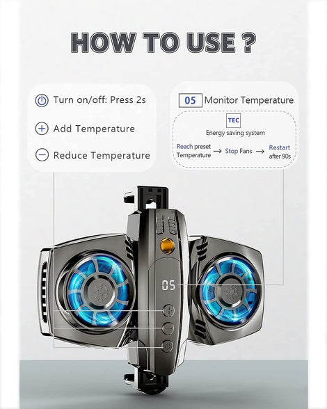 Lengenda Semi-Conductor Phone Cooler Cellphone Radiator with Dual Cooling Chip with Temperature Display & Adjustment