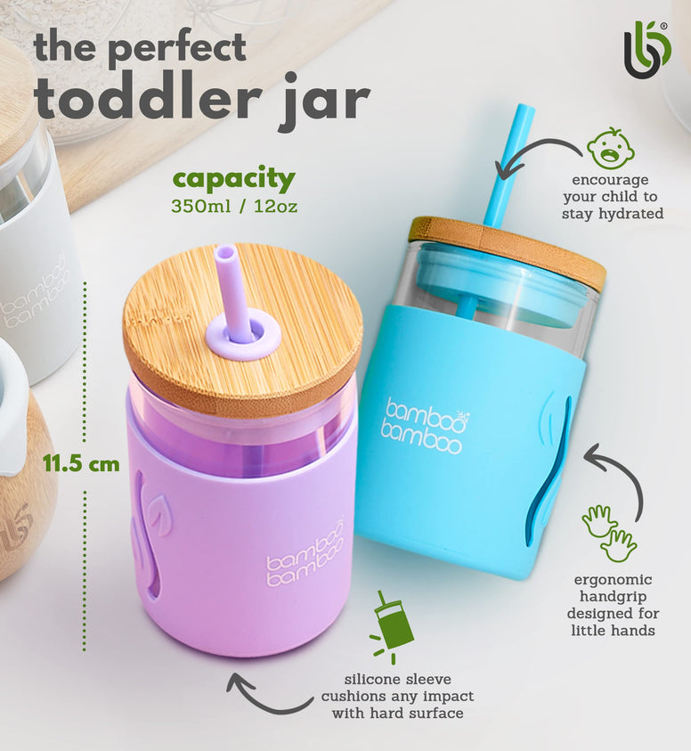 Bamboo Bamboo ® Toddler Mason Drinking Jar with Silicone Straw BPA Free - Cherry
