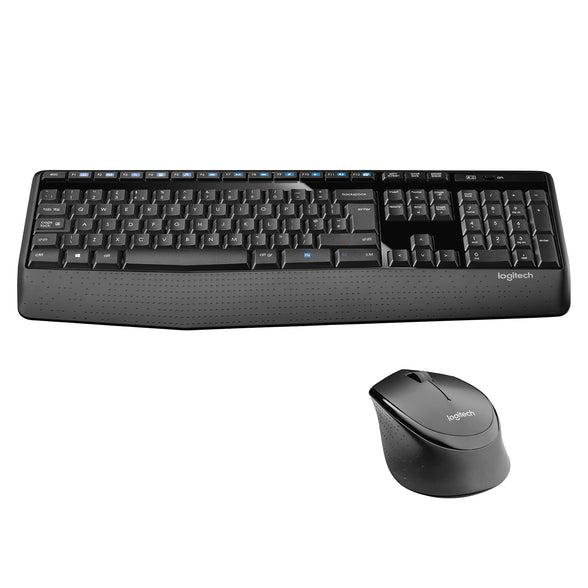 Logitech MK345 Wireless Combo Full-Sized Keyboard with Palm Rest and Comfortable Right-Handed Mouse, 2.4 GHz Wireless USB Receiver, Compatible with PC, laptop - Black
