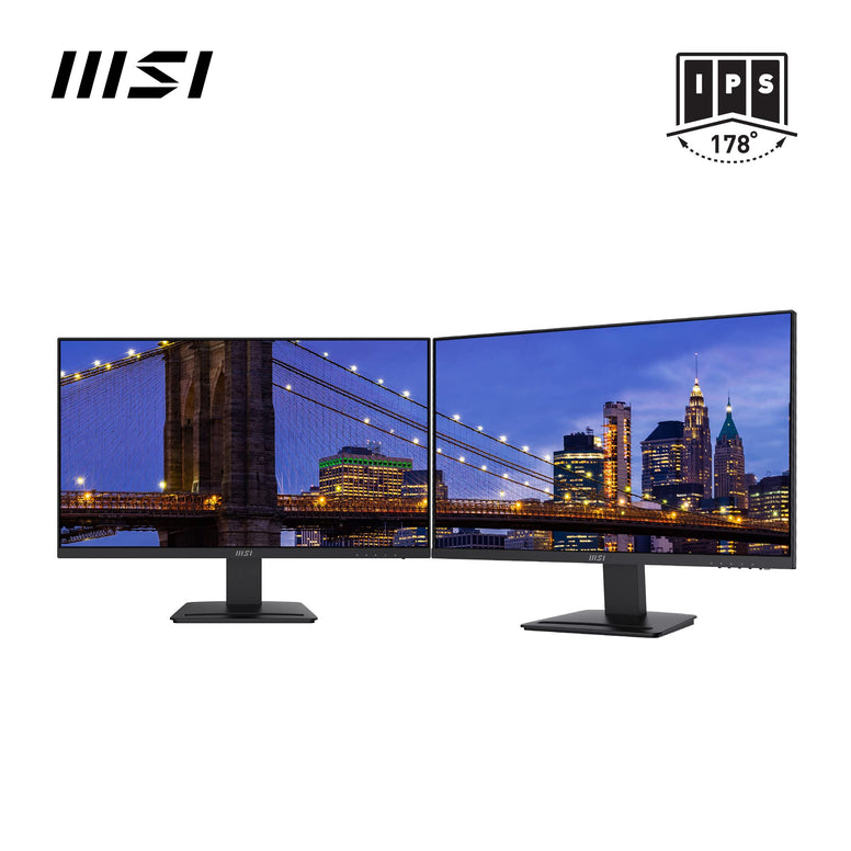 MSI PRO MP273 27" Monitor, FHD (1920 x 1080), 75Hz, IPS, 5ms, HDMI, DisplayPort, Speakers, Anti-Glare, Anti-Flicker, Less Blue light, TÜV Certified, VESA, Kensington, Black