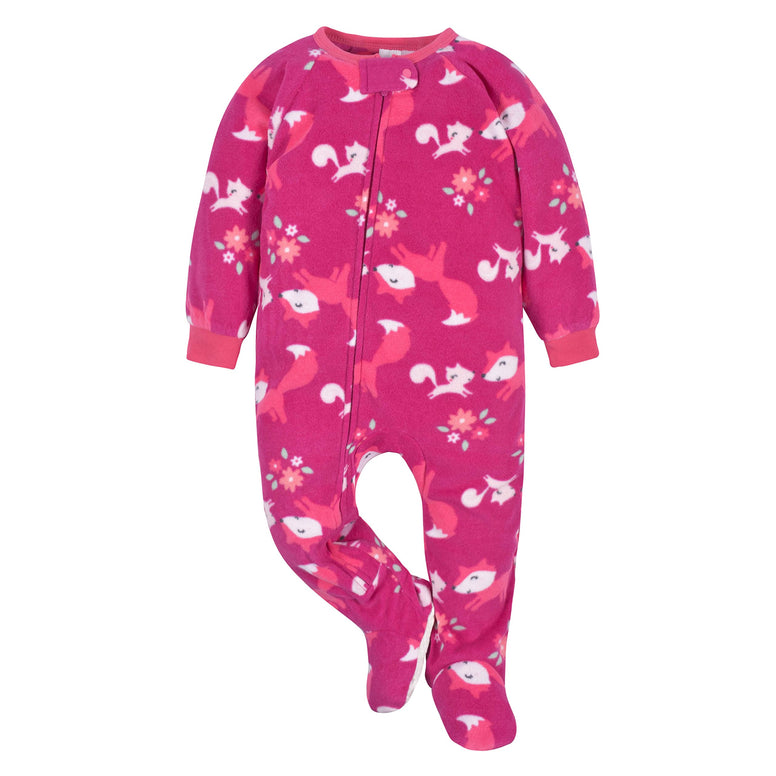 Gerber Baby Girls' Toddler Loose Fit Flame Resistant Fleece Footed Pajamas 2-Pack(6-9M)