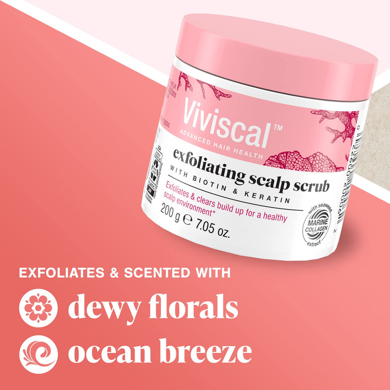 Viviscal Exfoliating Scalp Scrub, Clarifying Scrub with Biotin & Keratin, Promote Fuller & Healthier Hair Growth, Gentle Exfoliating Scalp Treatment, 200g (7.05 oz.)