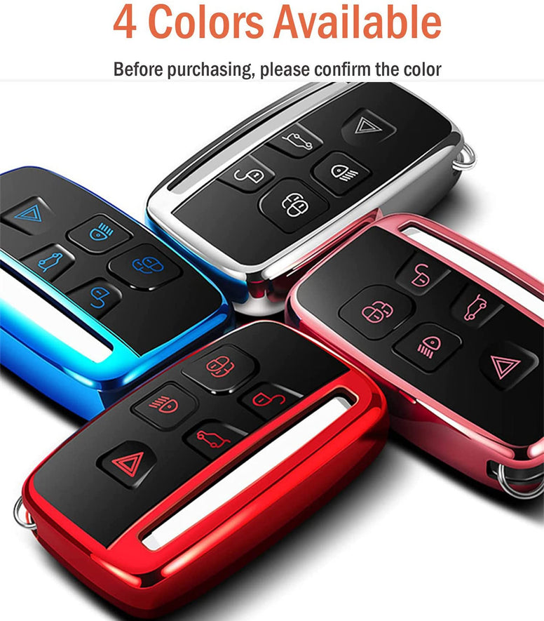 Kelay Soft TPU Key Fob Cover Remote Control Premium Key Protection Case Compatible with Land Rover Discovery Sport Evoque Aurora Jaguar XF XJ XJL XEL XFL F-pace 5 Buttons (blue - 1pcs)