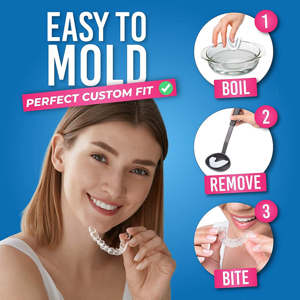 HONEYBULL Mouth Guard for Grinding Teeth [6 Pack] Comes in 2 Sizes for Light and Heavy Grinding | Comfortable Custom Mold for Clenching at Night, Bruxism, Whitening Tray & Guard