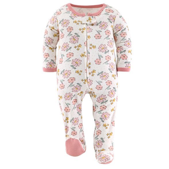 The Peanutshell Footed Pajamas Sleepers for Baby Girls, Sleep and Play Footies, 3 Pack(0-3M)