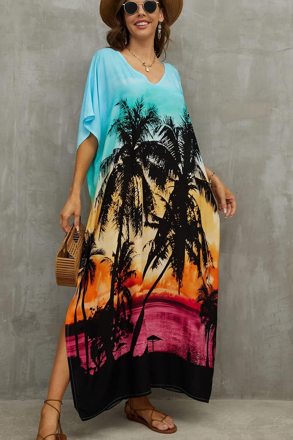 YouKD Wemon's Summer Long Kaftan Bohemian Maxi Kimono Dress Swimsuit Beach Cover Up Robes